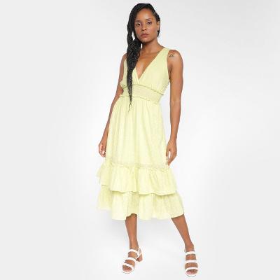 Vestido Midi All Is Love Cazani Babado