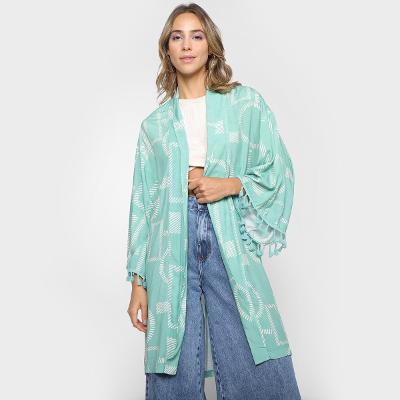 Kimono All Is Love Estampa Geométrica C/ Tassel Feminina