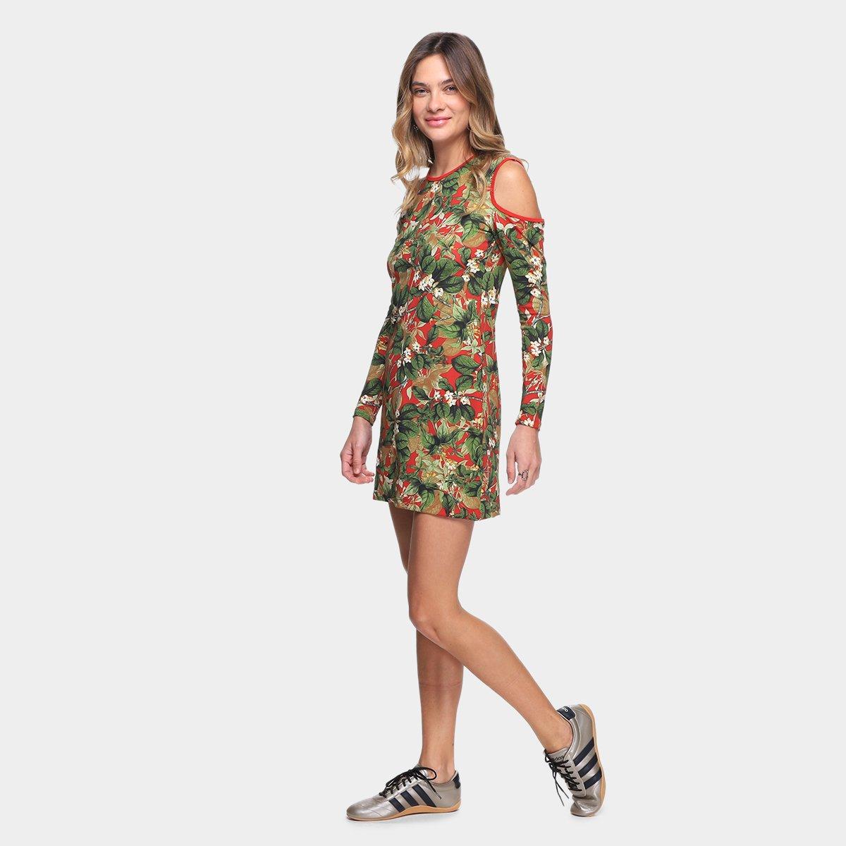 Vestido Flora Zuu Open Shoulder Folhagem - 5