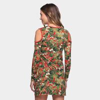 Vestido Flora Zuu Open Shoulder Folhagem - 2