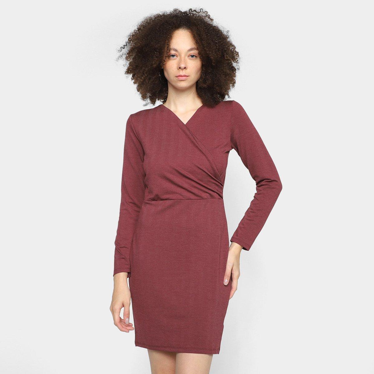 Vestido MarialíciaTubinho Curto Manga Longa - 1