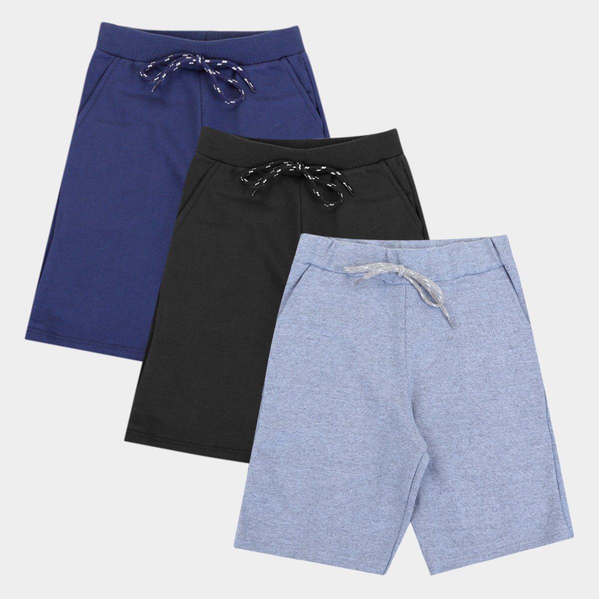 Kit Bermuda Infantil Candy Kids Moletinho Masculina 3 Peças - 1