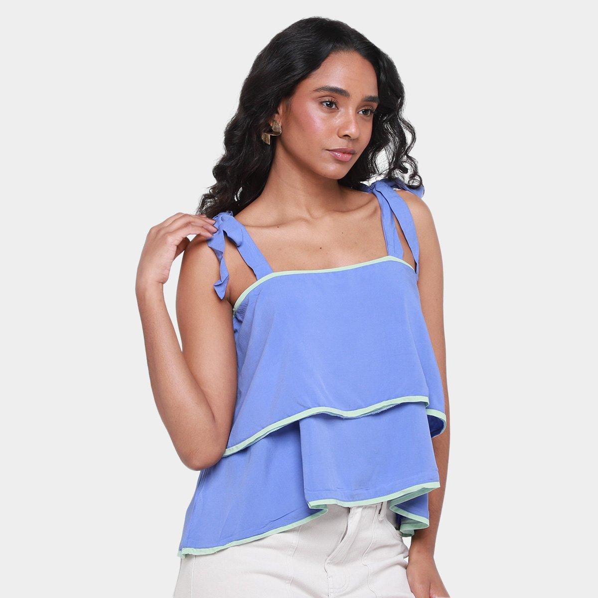 Blusa Assimétrica All Is Love Bossa Flex com Babado Feminina - 1