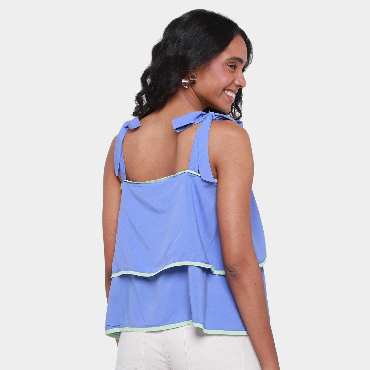 Blusa Assimétrica All Is Love Bossa Flex com Babado Feminina - 2