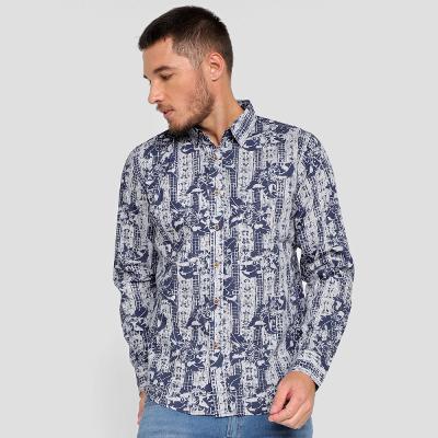 Camisa Pacifc Blue Full Print Flower