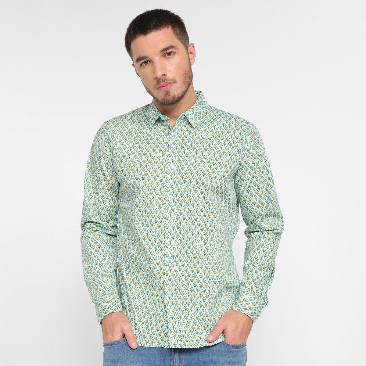 Camisa Manga Longa Pacific Blue Estampada Masculina - 1