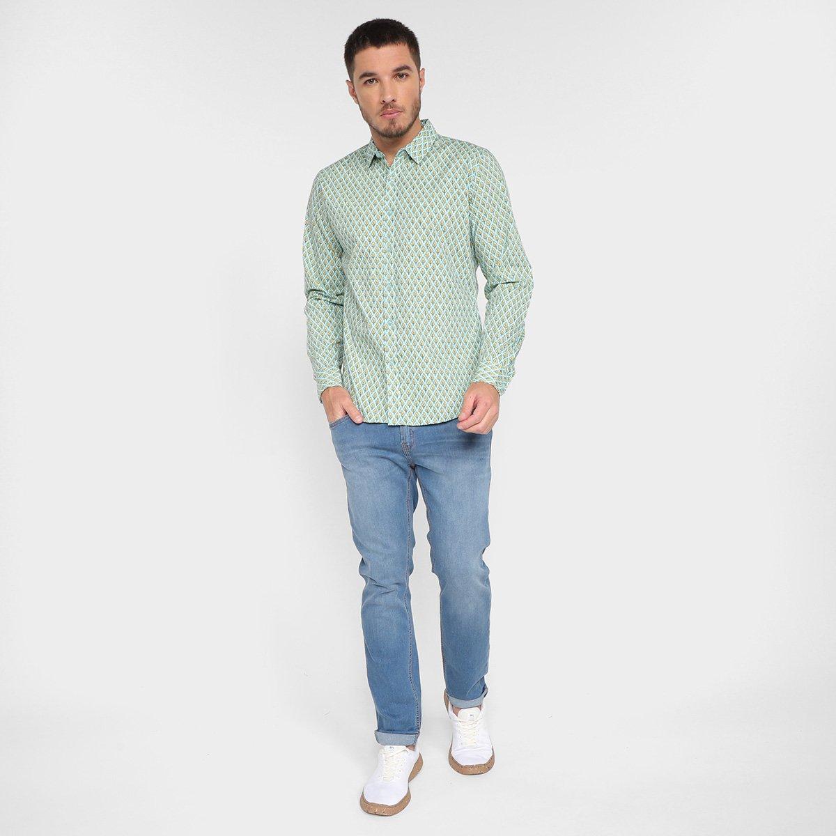 Camisa Manga Longa Pacific Blue Estampada Masculina - 4