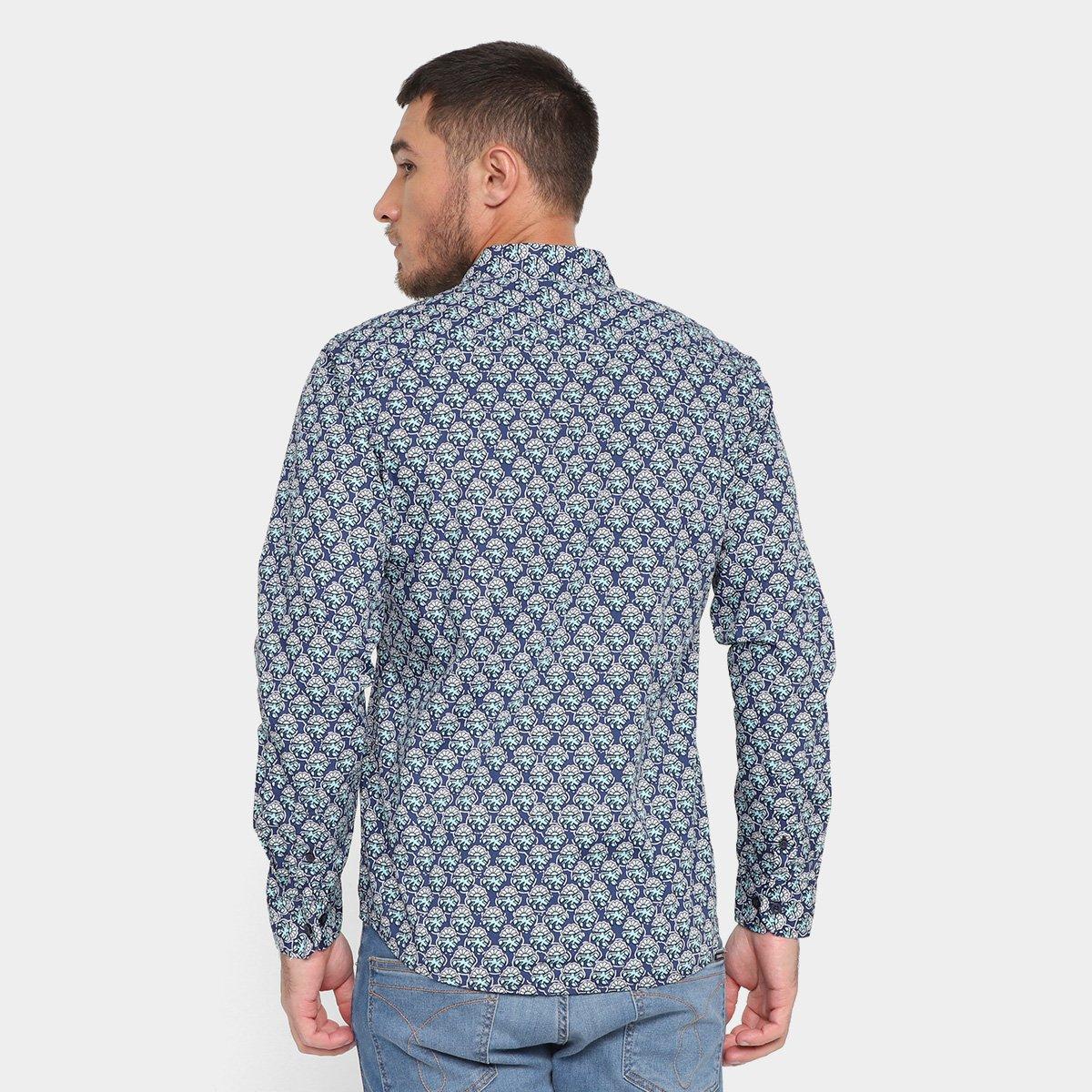 Camisa Manga Longa Pacific Blue Estampada Masculina - 2