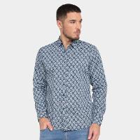 Camisa Manga Longa Pacific Blue Estampada Masculina - 1