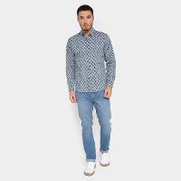 Camisa Manga Longa Pacific Blue Estampada Masculina - 4