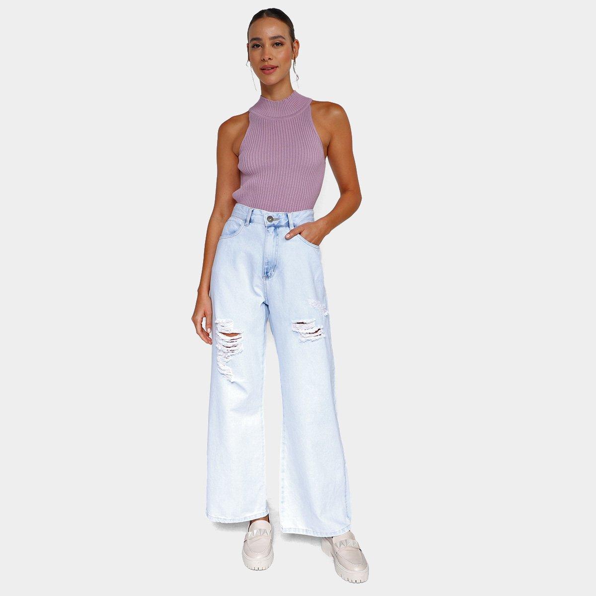 Calça Jeans Polo Wear Wide Leg Feminina - 4
