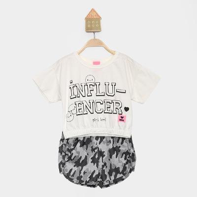 Conjunto Infantil Curto Kamylus Camiseta e Short Menina