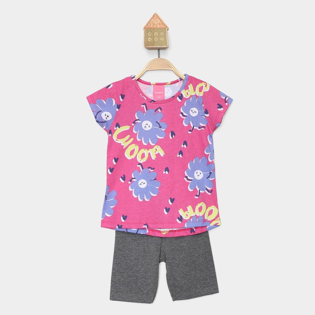 Conjunto Infantil Curto Kamylus Camiseta e Short Menina - 1