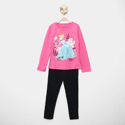 Conjunto Longo Infantil Disney Princesa Cinderela Menina