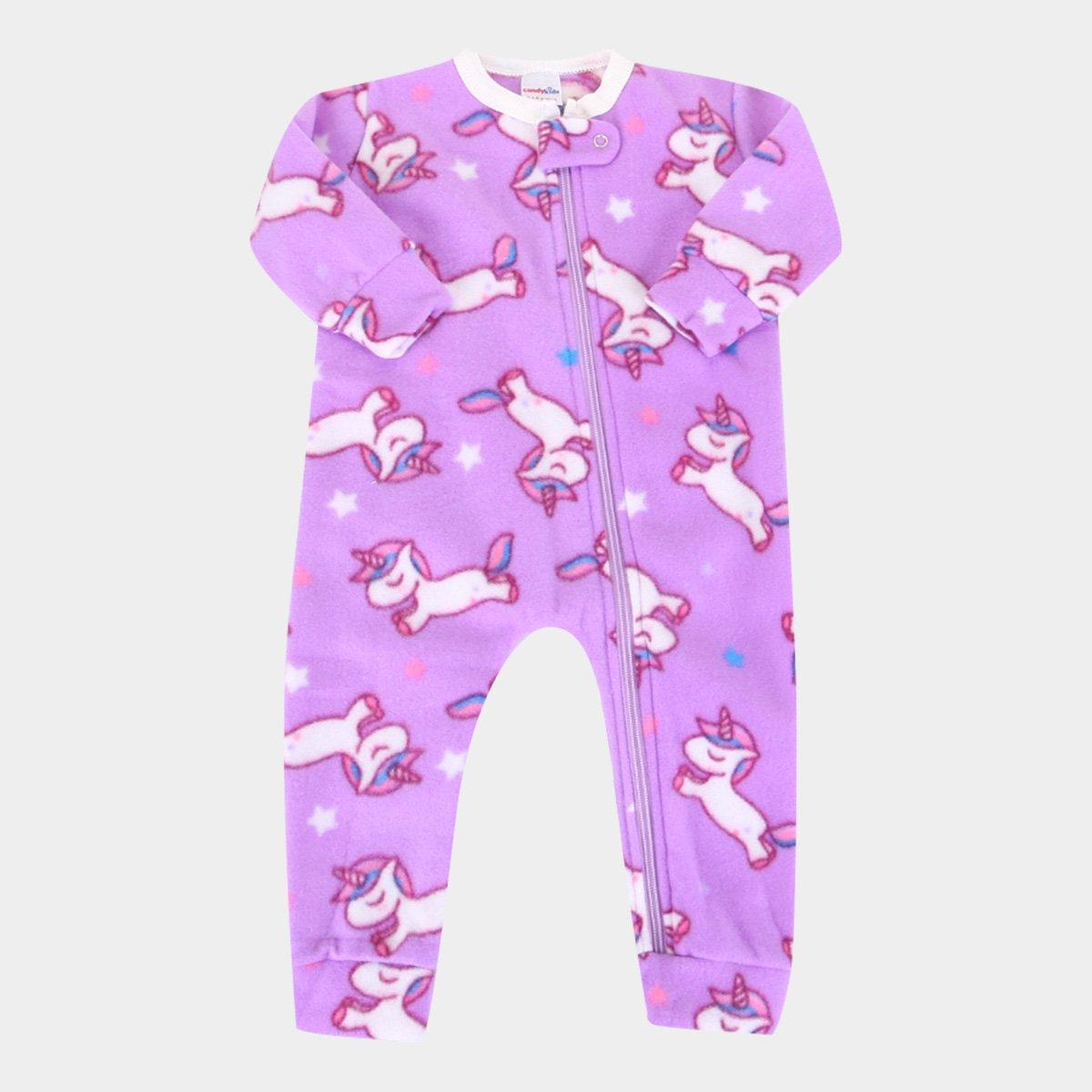 Macacão Pijama Bebê Candy Kids Soft Fleece Unicórnio Feminino - 1