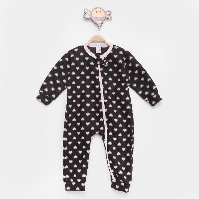 Macacão Longo Bebê Candy Kids Soft Fleece Estampado Feminino