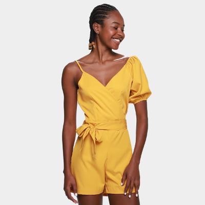 Macaquinho Road Mel Decote V Amarração Feminino