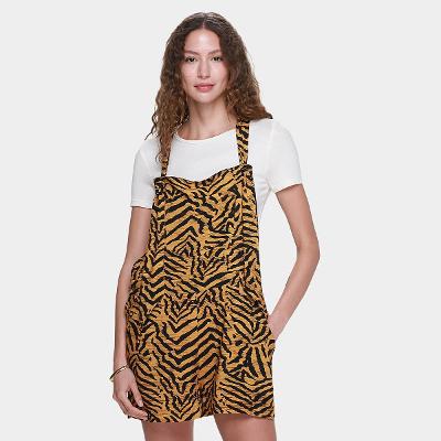 Macaquinho Animale Jeans Animal Riscado Color Feminino