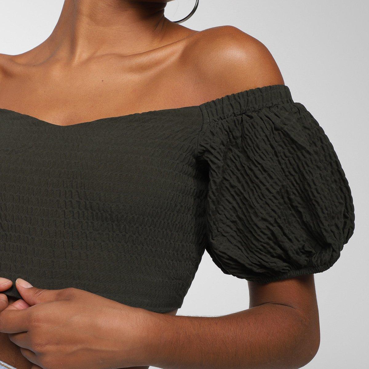 Top Cropped Colcci Manga Bufante Feminino - 3