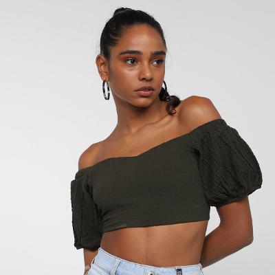 Top Cropped Colcci Manga Bufante Feminino