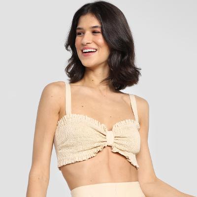 Top Farm Cropped Lastex Alças Largas Feminino