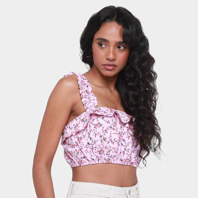 Blusa Cropped Danyblu Floral Feminina