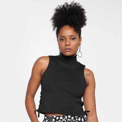 Top Cropped Tricô Mercatto Canelada Feminina