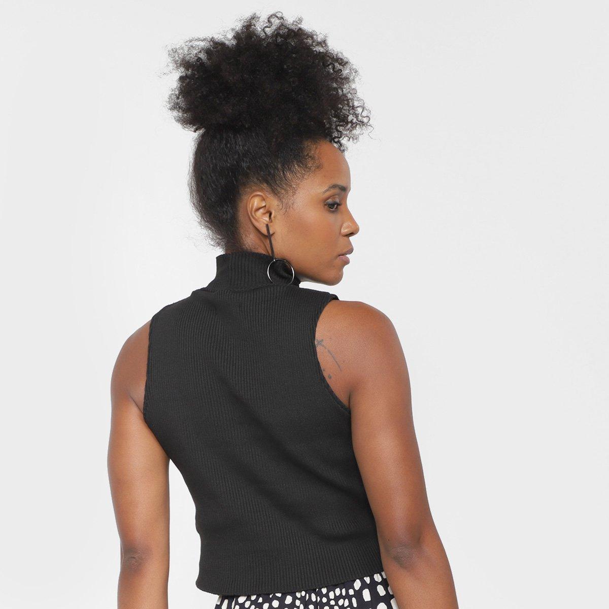 Top Cropped Tricô Mercatto Canelada Feminina - 2