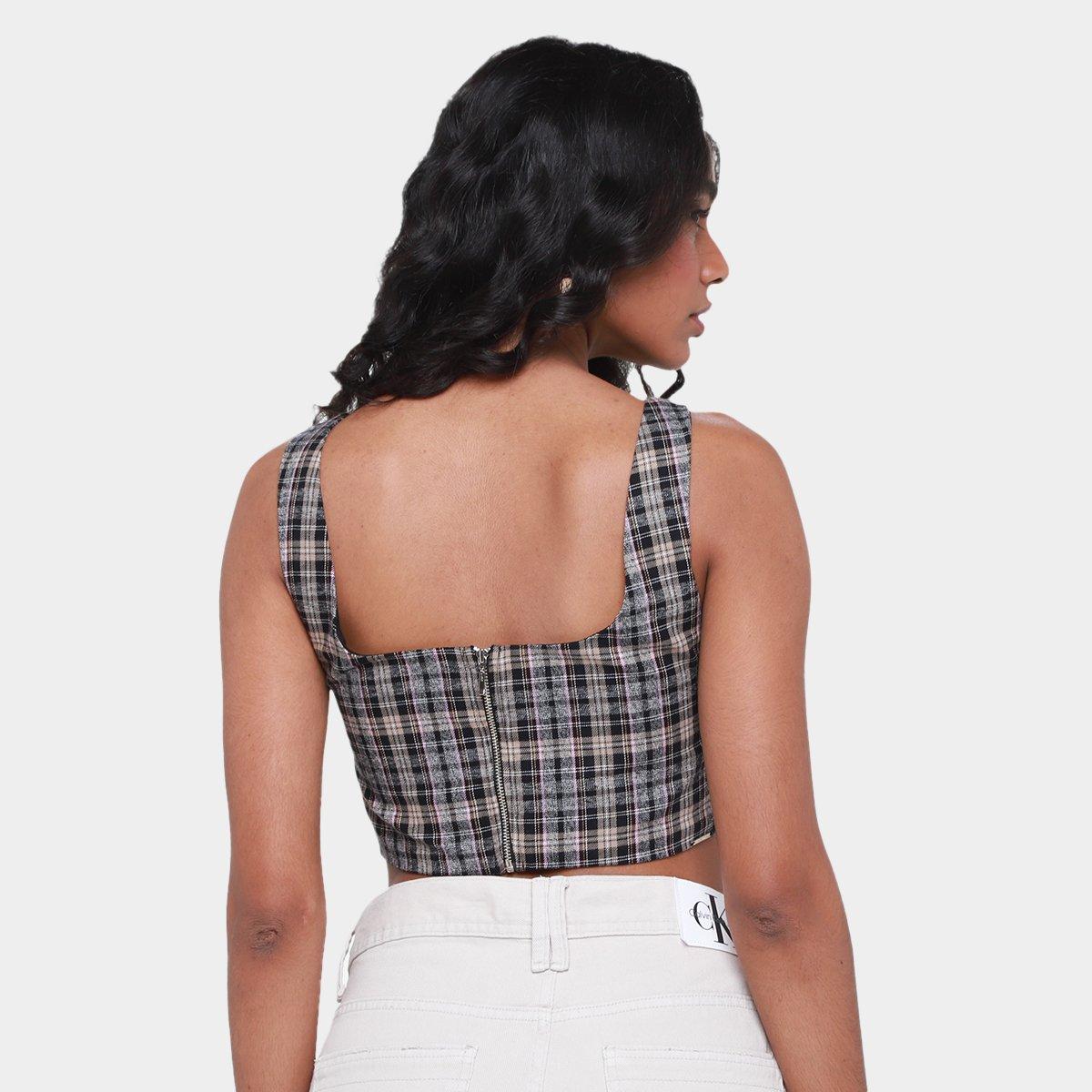Top Cropped My Favorite Things Xadrez Feminino - 2