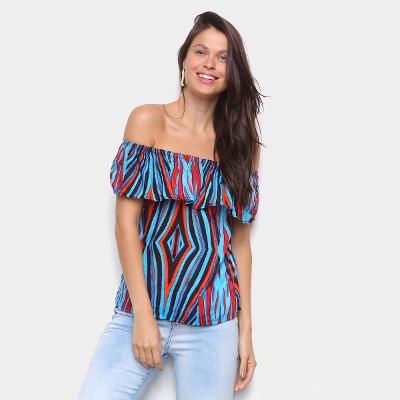 Blusa Água Viva Color Block Ombro A Ombro