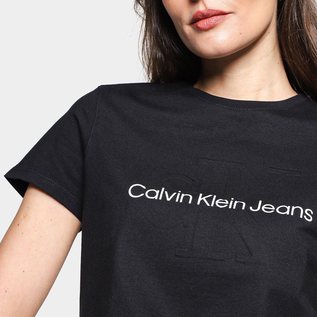 Camiseta Calvin Klein Logo Embossed Feminina - 3