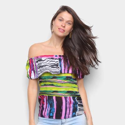 Blusa Água Viva Color Block Ombro A Ombro