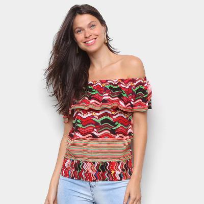 Blusa Água Viva Color Block Ombro A Ombro