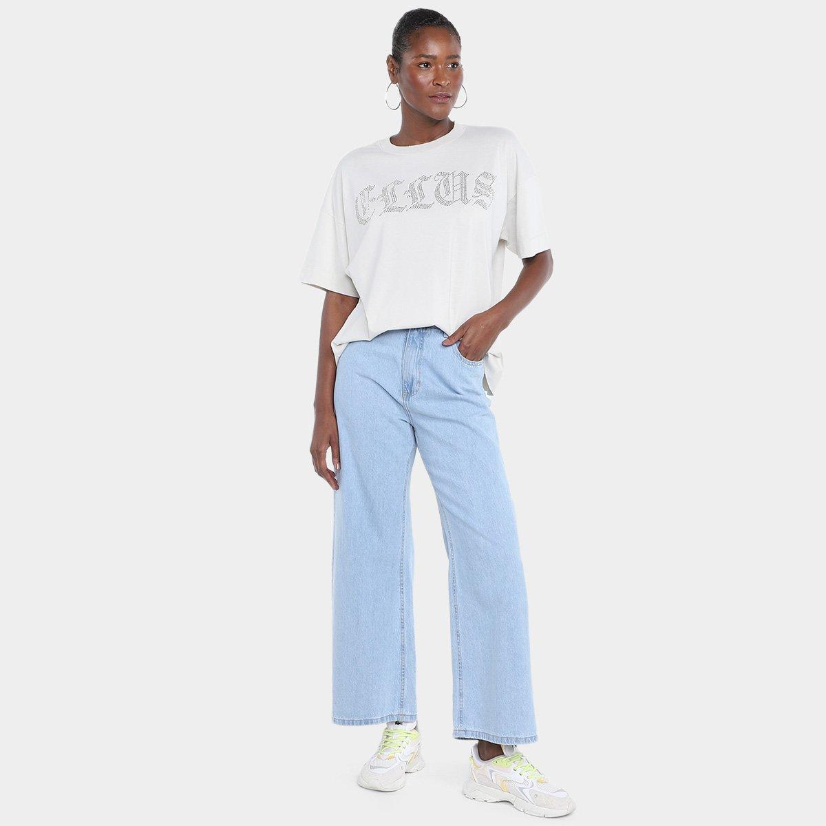 Camiseta Ellus Oversized Gothic Hotfix Feminina - 4