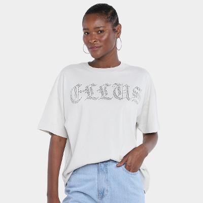Camiseta Ellus Oversized Gothic Hotfix Feminina