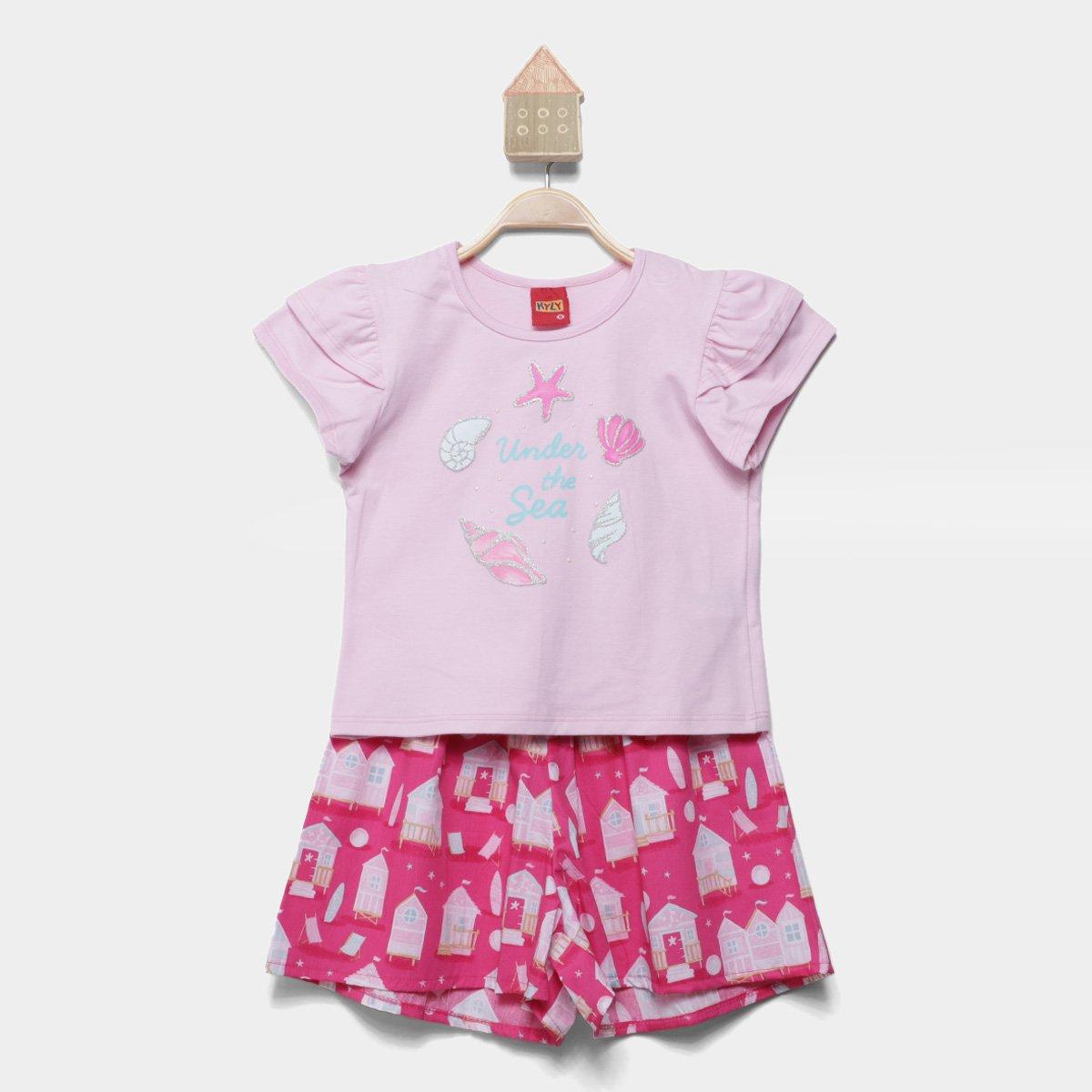 Conjunto Infantil Kyly Mar Camiseta + Short Menina - 1