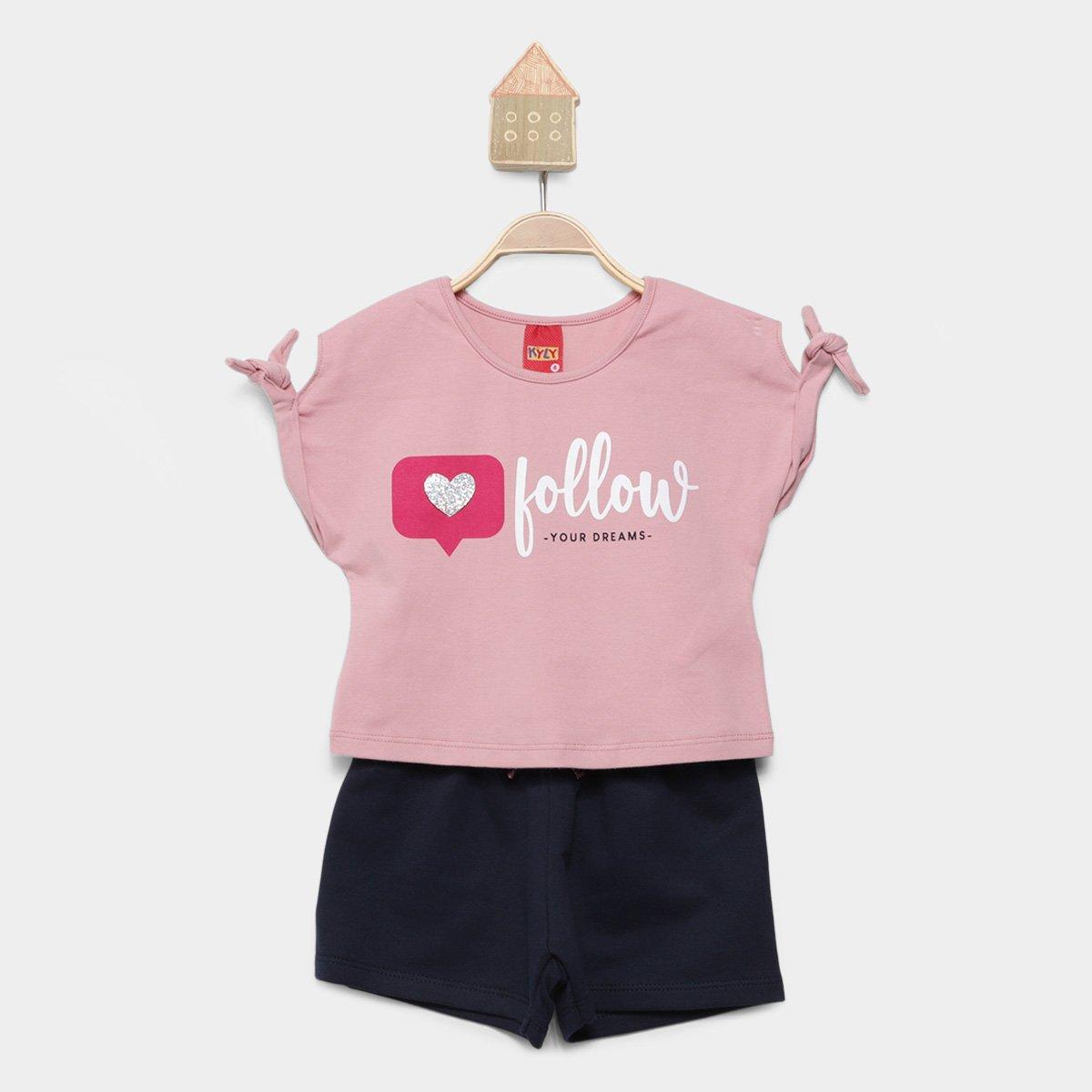 Conjunto Curto Infantil Kyly Estampado Menina - 1
