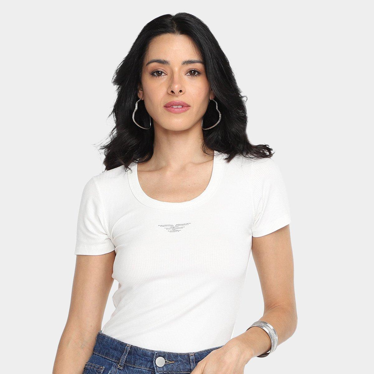 Camiseta Baby Look Ellus Canelada Hotfix Feminina - 1