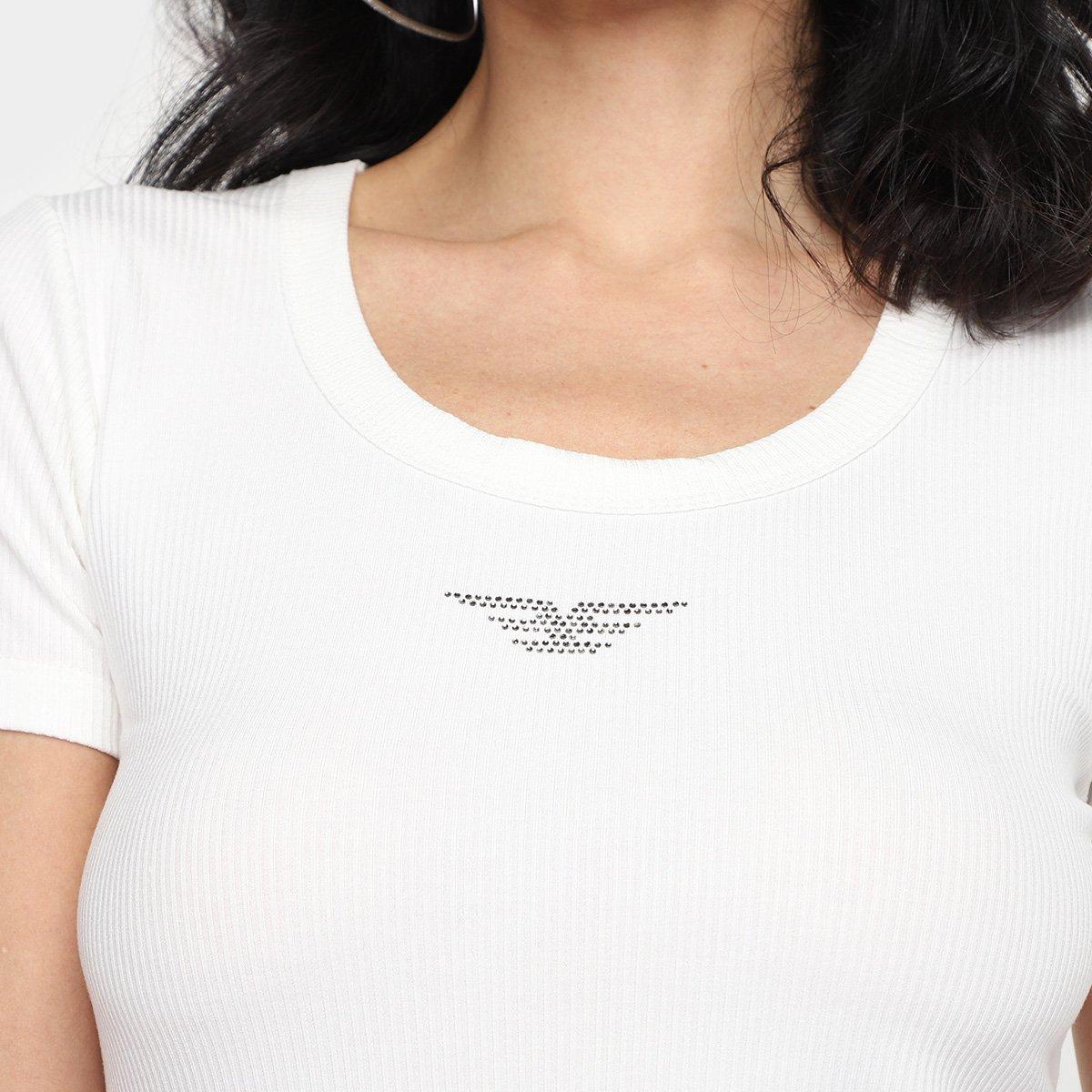 Camiseta Baby Look Ellus Canelada Hotfix Feminina - 3