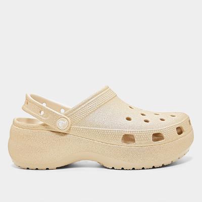 Sandália Crocs Classic Plataform Glitter Clogw Feminina