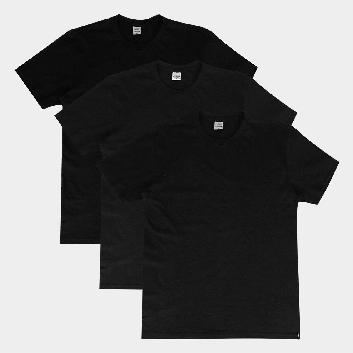 Kit Camiseta Nicoboco Slim Fit Black Com 3 Masculina - 1