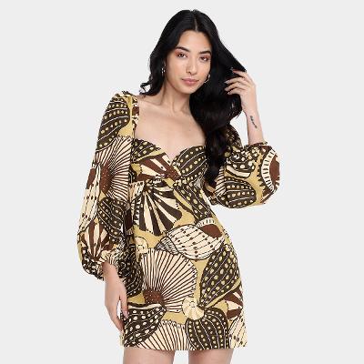 Vestido Farm Curto Mistura de Caju Feminino