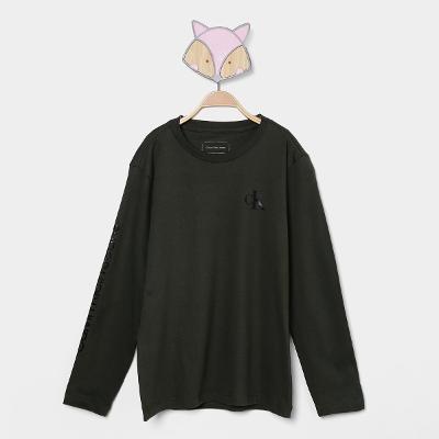 Camiseta Infantil Calvin Klein Logo Gel Manga Longa Menino