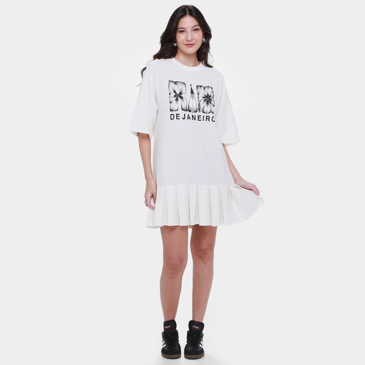 Vestido Curto Farm Pregas do Rio Flor - 5