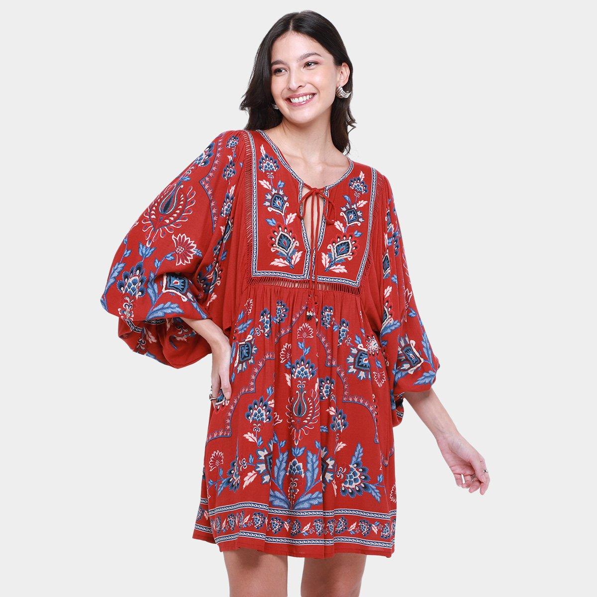 Vestido Curto Farm Lenço Nautico - 1