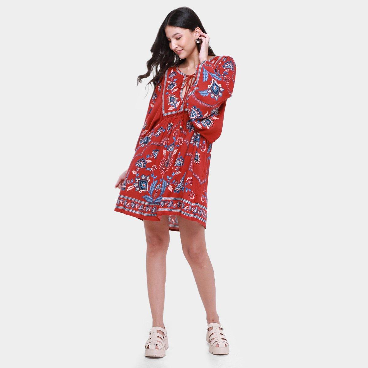 Vestido Curto Farm Lenço Nautico - 5