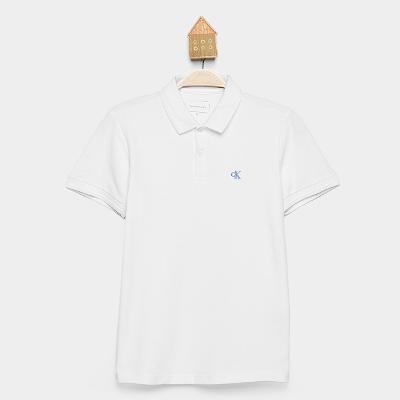 Camisa Polo Infantil Calvin Klein Logo Bordado