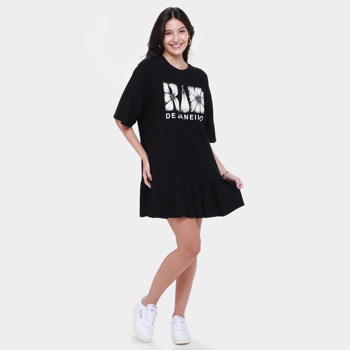 Vestido Curto Farm Pregas do Rio Flor - 5