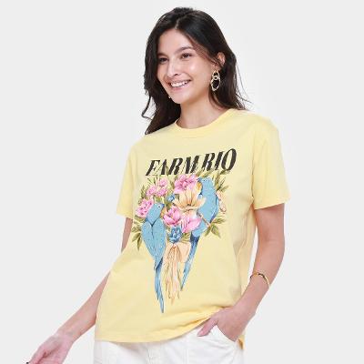 Camiseta Farm Fit Flores e Passáros