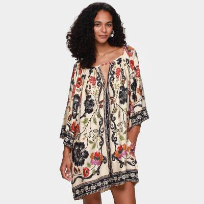 Vestido Curto Farm Flor de Fita